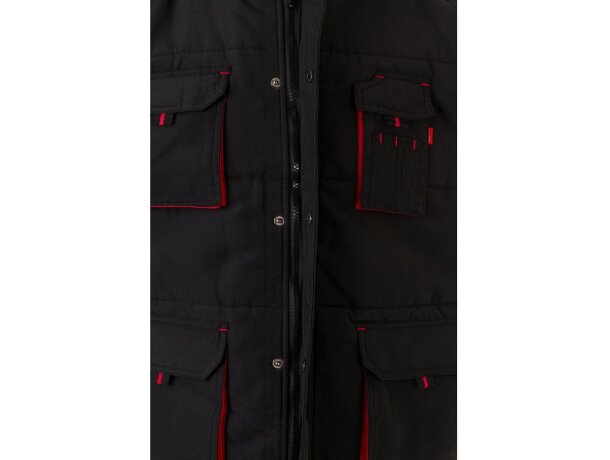 Chaleco acolchado bicolor multibolsillos unisex VL Nergal Negro/Rojo detalle 29