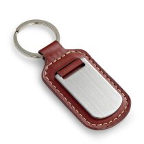 Llavero estilo clásico de metal y polipiel marron Llavero estilo clásico de metal y polipiel marron