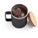 Taza lauda de acero inoxidable reciclado con tapa de bambú 420ml Negro detalle 9