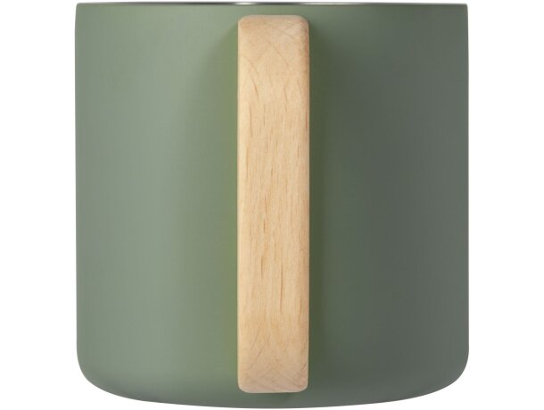 Taza acero inoxidable reciclado Bjorn con asa de madera detalle 21