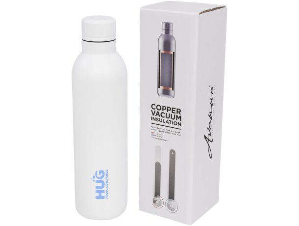 Botella termo con logo con tapa de rosca en acero inoxidable Thor Blanco detalle 16