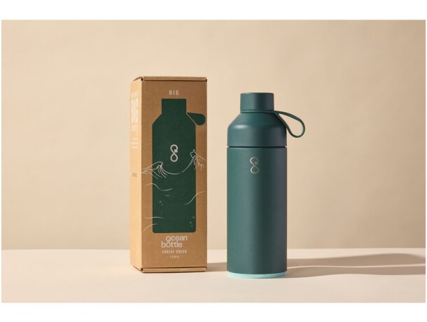 Botella agua Big Ocean Bottle 1000ml acero inoxidable reciclado Verde bosque detalle 16