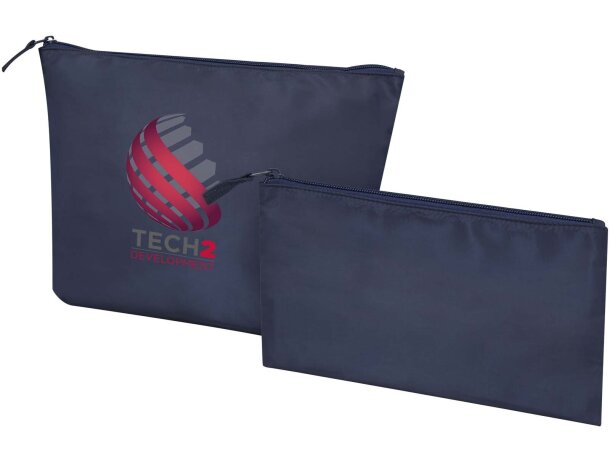 Set de neceseres de poliéster reciclado Swift con certificado GRS Azul marino detalle 7