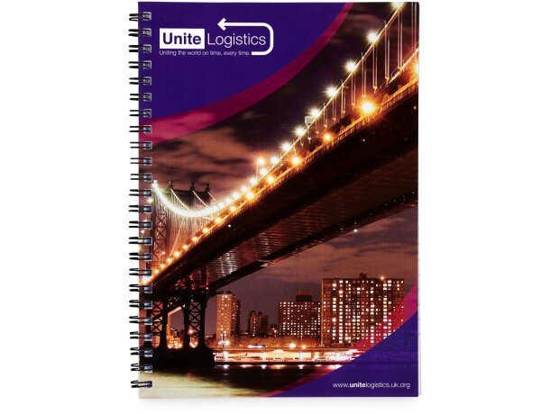 Cuaderno con espiral A4 Desk-Mate personalizable corporativo Negro intenso/blanco detalle 5