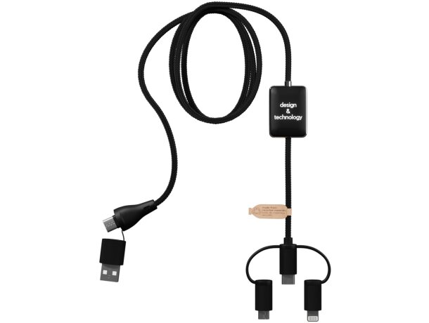 Cable carga 5 en 1 SCX.design C48 CarPlay Android Auto Negro intenso detalle 2