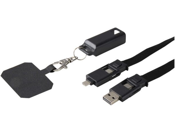 Lanyard de plástico reciclado para smartphone Franz Negro intenso detalle 5