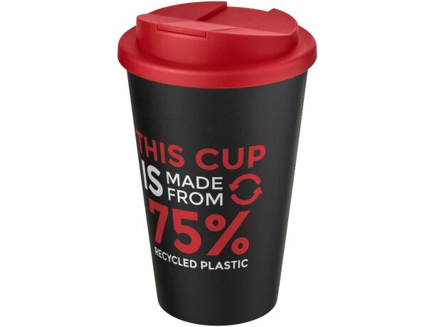 Vaso de plástico con cierre clip y tapa de rosca pp reciclado 350ml Rojo/negro intenso detalle 12