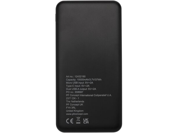 Batería externa reciclada Loop 10000 mAh con doble entrada Negro intenso detalle 3
