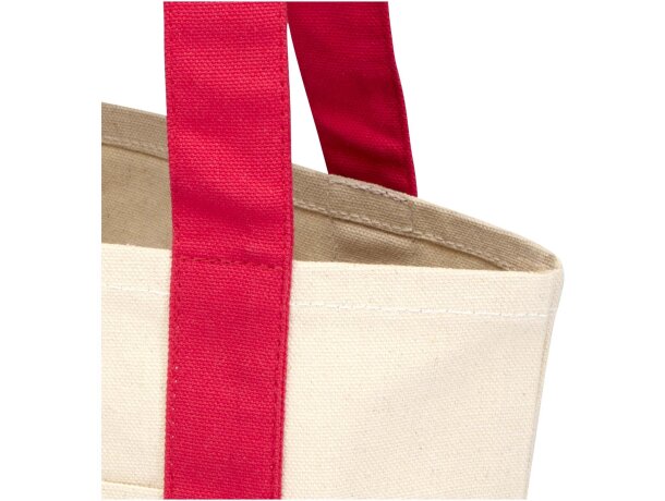 Bolsa tote mini algodón reciclado certificado GRS 320 g/m² Sam Rojo/natural detalle 13