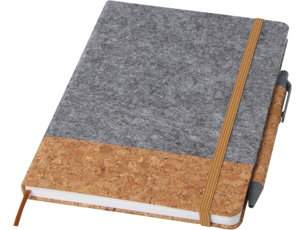Libreta tapa dura A5 Veronica con corcho y bolígrafo incluido Gris/natural detalle 4