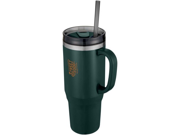 Vaso térmico con pajita Melbourne 1200ml acero reciclado Verde brillante detalle 6