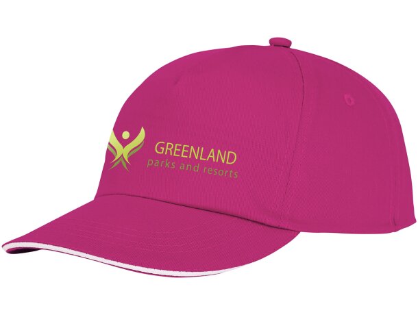 Gorra personalizable de 5 paneles con detalle de ribete Magenta detalle 1