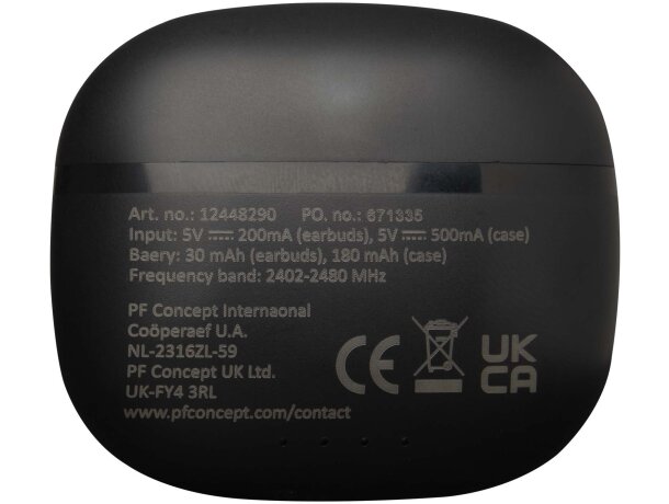 Auriculares True Wireless Alterf con Bluetooth 6.0 reciclados Negro intenso detalle 3