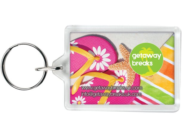 Llavero rectangular Vito con encarte personalizable FSC Transparente claro detalle 2