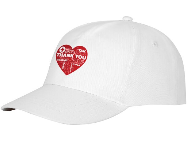 Gorra promocional de 5 paneles con impresión personalizada Blanco detalle 2