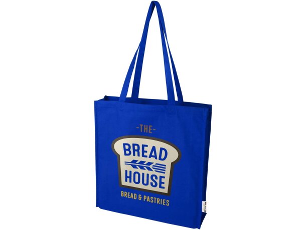 Bolsa tote algodón reciclado GRS con refuerzos Florida 14L Azul real detalle 26