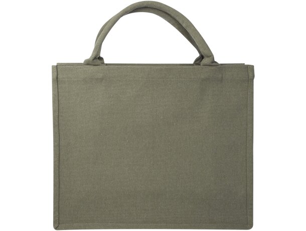 Bolsa tote cuadrada Page algodón y poliéster reciclado 500g Verde detalle 7
