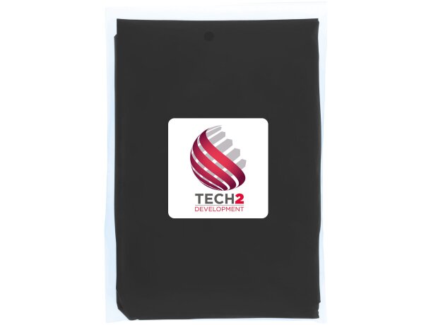 Poncho desechable reciclado Mayan con capucha Negro intenso detalle 7