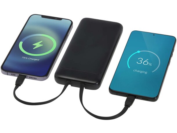 Batería externa Adhil de plástico reciclado 10000 mAh Negro intenso detalle 6