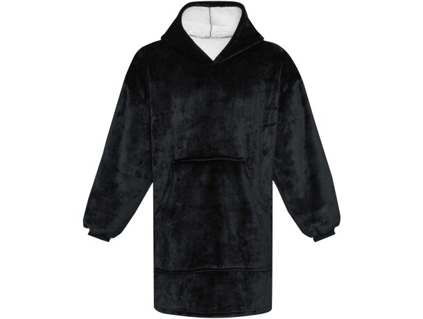 Manta con capucha Denali certificación GRS poliéster reciclado Negro intenso detalle 2