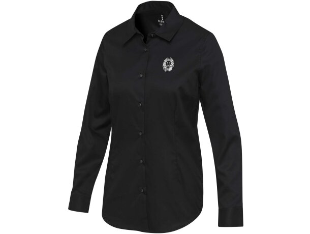 Camisa sarga mujer Citrine algodón BCI certificado 185 g/m² Negro intenso detalle 1