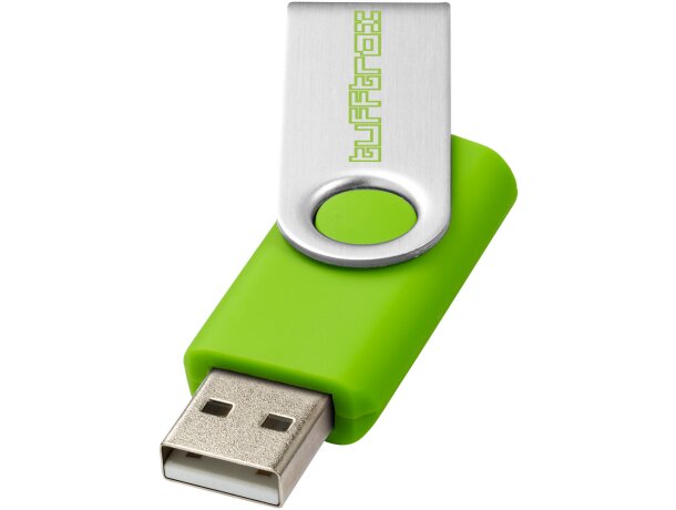 Memoria USB Rotate 2GB con protección giratoria de aluminio Lima/plateado detalle 17