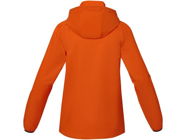 Chaqueta ligera impermeable mujer Dinlas con capucha enrollable Naranja detalle 9