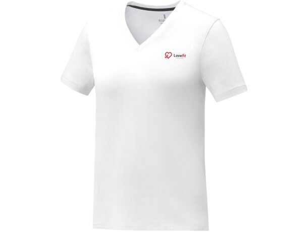 Camiseta de manga corta y cuello en V para mujer Somoto Blanco detalle 1