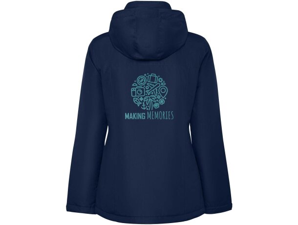 Parka acolchada America de Roly para mujer en poliéster reciclado Azul marino detalle 14