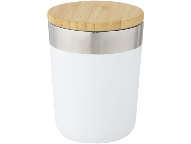 Vaso isotérmico Lagan con tapa bambú y aislamiento al vacío Blanco detalle 6