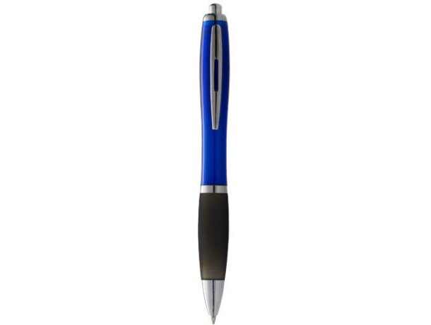 Bolígrafo ergonómico con clip grabado azul