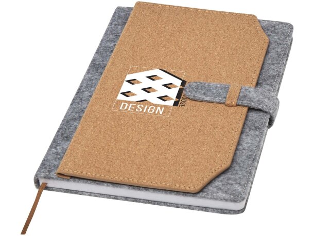 Libreta A5 corcho fieltro reciclado Viviana certificación FSC Natural detalle 1