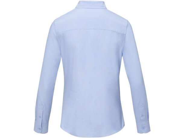 Camisa manga larga mujer Pollux Oxford entallada personalizable Azul claro detalle 8