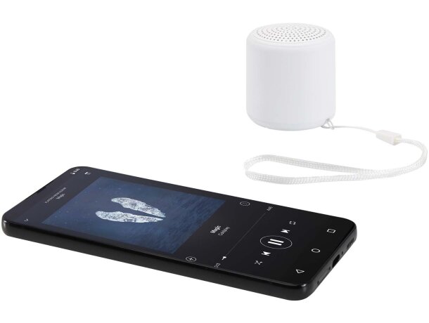 Altavoz Bluetooth Velkis con plástico reciclado y correa Blanco detalle 5