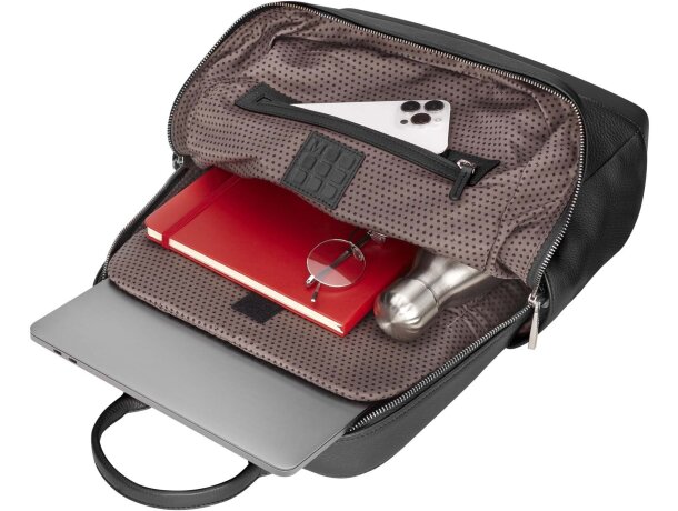 Mochila de piel Moleskine Classic con compartimento portátil Negro intenso detalle 4