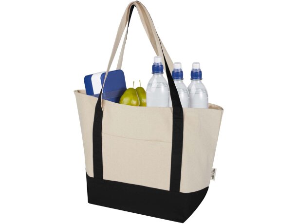 Bolsa tote de algodón reciclado certificado GRS Sam Negro intenso/natural detalle 4