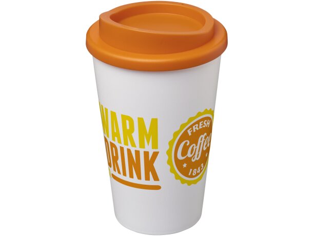 Vaso térmico Americano 350 ml con aislamiento de doble pared Blanco/naranja detalle 37