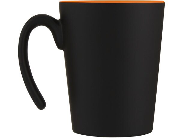 Taza de cerámica con asa Oli 360 ml personalizable Naranja/negro intenso detalle 12