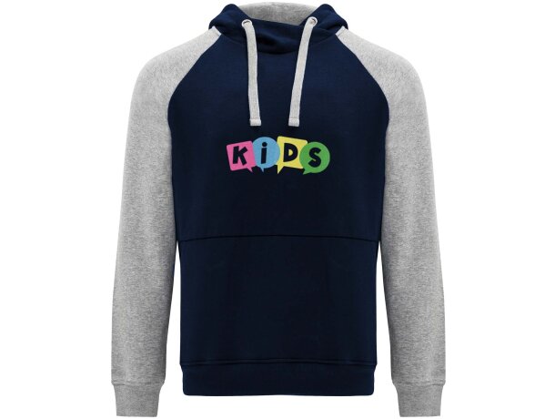 Sudadera con capucha bicolor infantil Roly Badet Azul marino/gris mezcla detalle 1