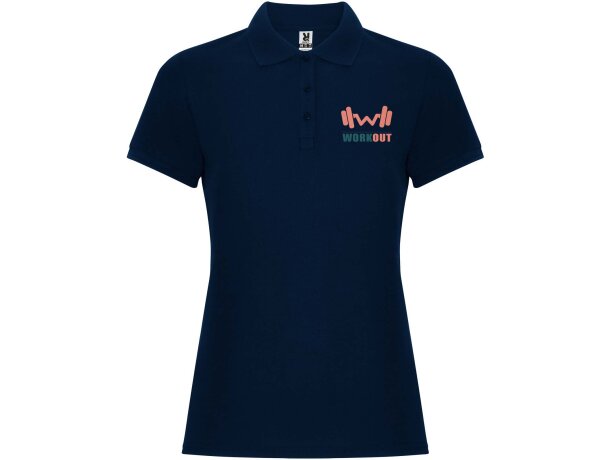 Polo manga corta mujer Pegaso Premium Roly piqué algodón Azul marino detalle 9