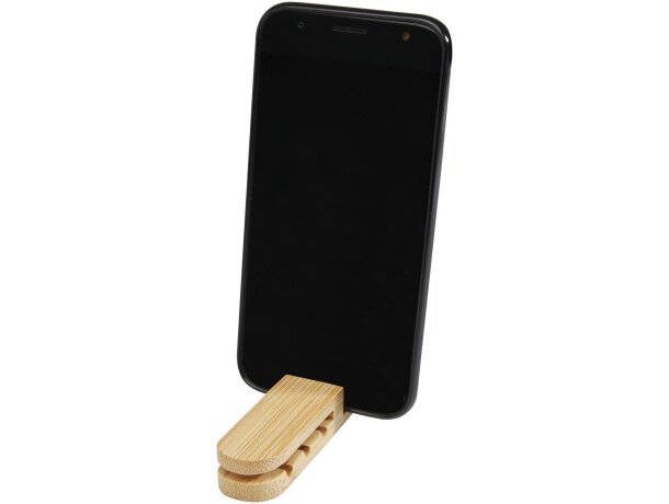Organizador de cables bambú Edulis con soporte para móvil Beige detalle 5