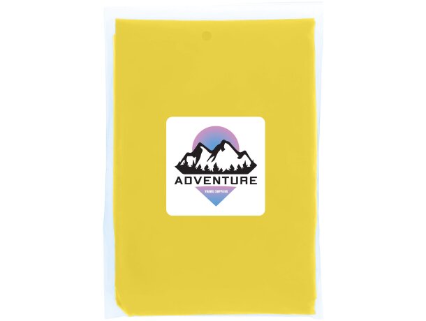 Poncho desechable reciclado Mayan con capucha Amarillo detalle 16