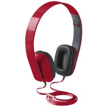 Auriculares plegables de plástico con almohadillas personalizada roja Auriculares plegables de plástico con almohadillas personalizada roja
