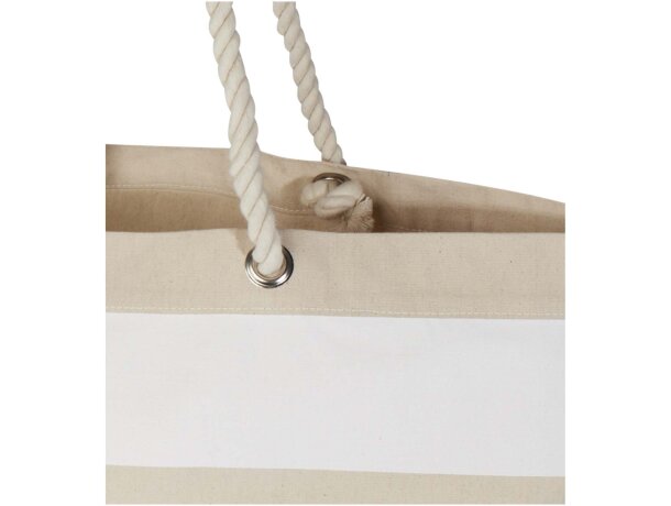 Bolsa tote de playa algodón reciclado certificado GRS Florida Natural/blanco detalle 24