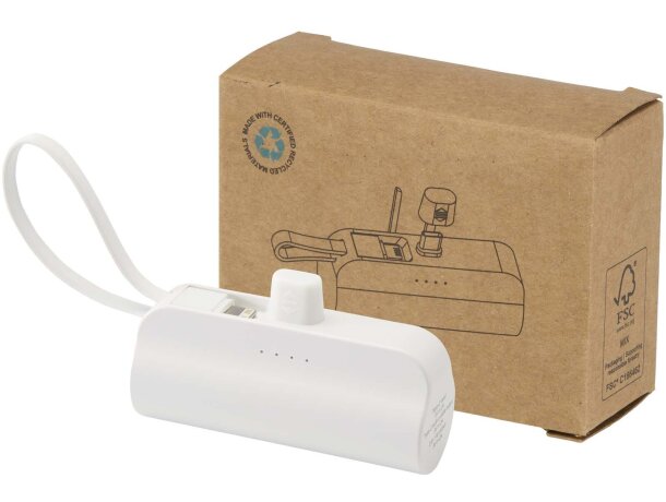 Batería externa Alnair 5000 mAh con plástico reciclado Blanco detalle 12