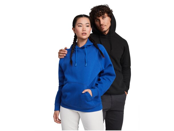 Sudadera unisex algodón orgánico Vinson Roly con capucha Negro intenso detalle 9