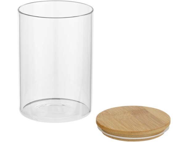Recipiente de vidrio para alimentos Boley con tapa de bambú Natural/transparente detalle 5
