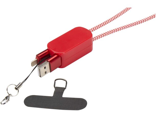 Lanyard Anser plástico reciclado cable 5 en 1 para smartphone Rojo detalle 4