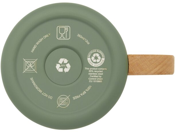 Taza acero inoxidable reciclado Bjorn con asa de madera detalle 24