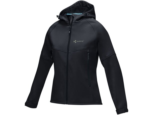 Chaqueta softshell reciclada Coltan para mujer con GRS Negro intenso detalle 13